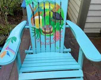 Adirondack Chair - Custom Colors - Margaritaville Beach - hand painted - bright colors - parrot