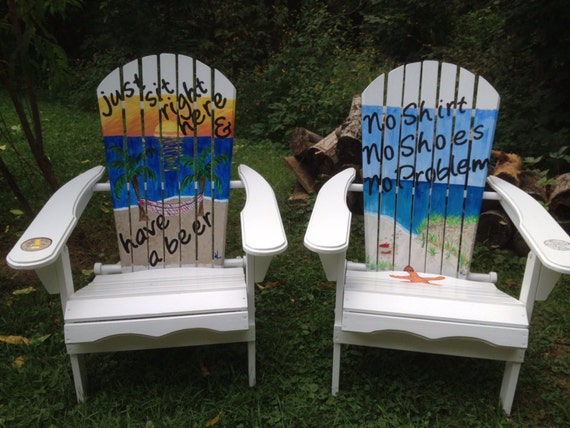 Adirondack Chair Custom Colors Tiki Beach Hand Painted Beach Etsy UK