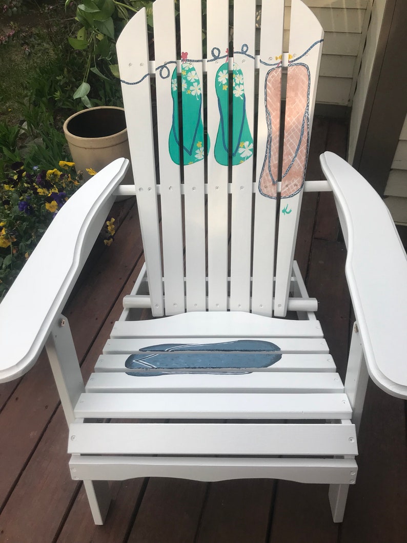 Adirondack Chair Custom Paint Flip Flops Beach Summer Camp Patio