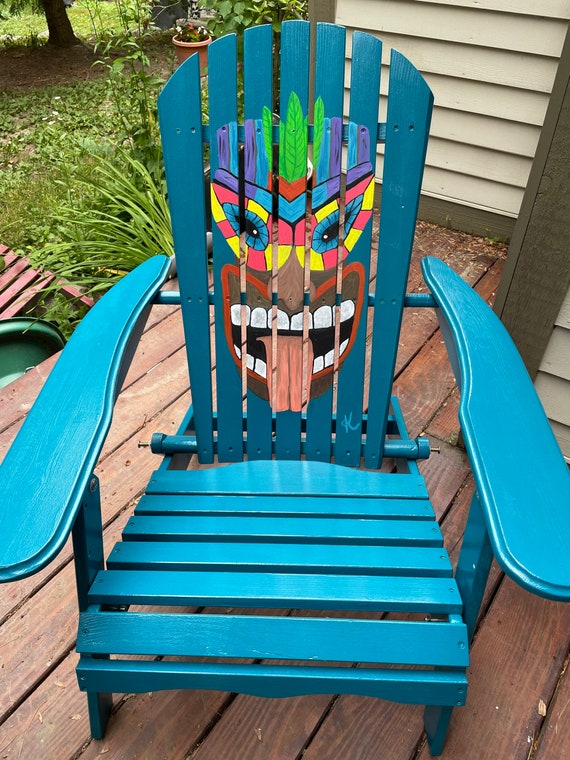 Adirondack Chair Custom Colors Tiki Beach Hand Painted Etsy