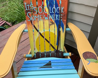 Adirondack Chair - Custom Colors - Margaritaville Beach - hand painted - bright colors - parrot