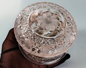 Antique Early American Brilliant Cut Glass Powder Trinket Dresser Box