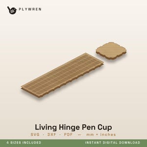 Living Hinge Pen Cup SVG DXF - 4 Sizes - 3mm - Glowforge xTool LightBurn CNC - Laser Cut File - Instant Digital Download