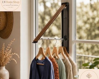 Handmade Foldable Wall Coat Rack, Solid Wood Space Saver Organizer