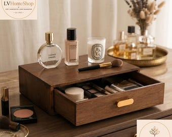 Handmade Walnut Nightstand Organizer | Wooden Desk Drawer Box