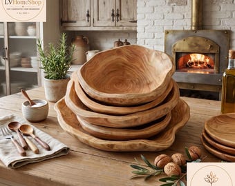 Handmade Olive Wood Fruit Bowl Rustic Wooden Serving Bowl Decor