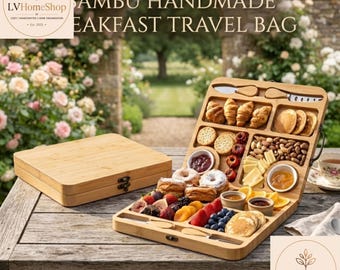 Handmade Bamboo Breakfast Charcuterie Bag, Picnic Serving Tray Gift