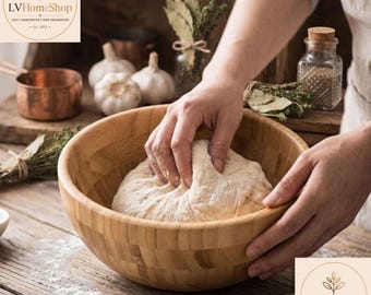 Handmade Bamboo Mixing Bowl | Wooden Dough & Salad Serving Bowl