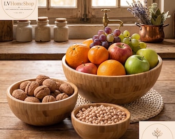 Handmade Bamboo Mixing Bowl | Wooden Dough & Salad Serving Bowl