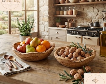 Handmade Olive Wood Fruit Bowl Rustic Wooden Serving Bowl Decor