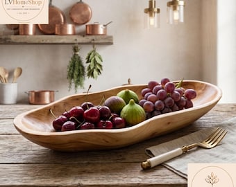 Handmade Olive Wood Fruit Bowl Rustic Wooden Serving Bowl Decor