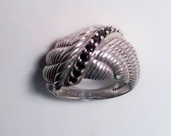Vintage Black Spinel and Sterling Silver Ring