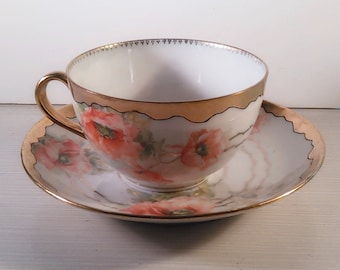 Vintage Royal Austria Hand Painted Floral China Cup and Saucer