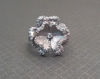 Vintage Sterling Silver Flower Ring