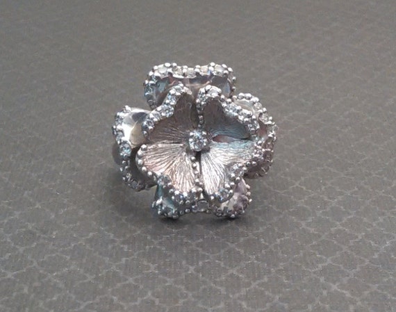 Vintage Sterling Silver Flower Ring - image 1