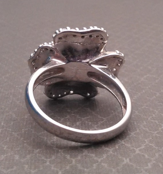 Vintage Sterling Silver Flower Ring - image 3