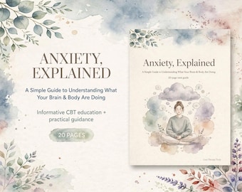Anxiety, Explained Mini Workbook | 20 Page Printable Mental Health Resource | Anxiety Psychoeducation, Reflection & Coping Tools