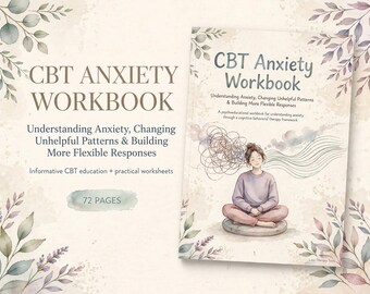CBT Anxiety Workbook for Therapists | Cognitive Behavioral Therapy Worksheets | Worry, Avoidance & Thought Patterns | 72 Pages