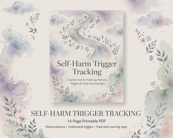 Self-Harm Trigger Tracking Workbook | For Therapists | Self-Harm Triggers & Urges | 14 Page Printable Therapy Resource