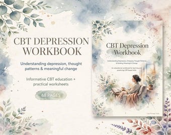 CBT Depression Workbook for Therapists | Cognitive Behavioral Therapy Worksheets | Behavioral Activation & Thought Patterns | 68 Pages