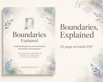 Boundaries Explained Workbook, Boundaries Therapist Resource, Boundary Setting Psychoeducation, Assertiveness Printable, Mental Health PDF