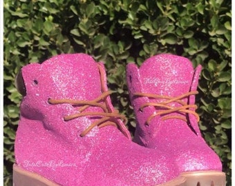 pink glitter timberlands