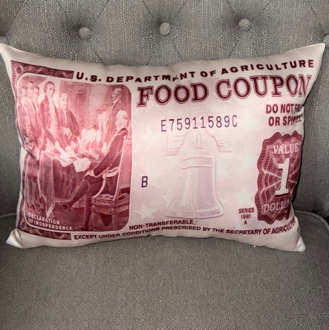 Foodstamp Pillow, Novelty Pillow, Gag Gift Pillow, Snack Pillow, Fun Pillow, Chip Pillow, Couch