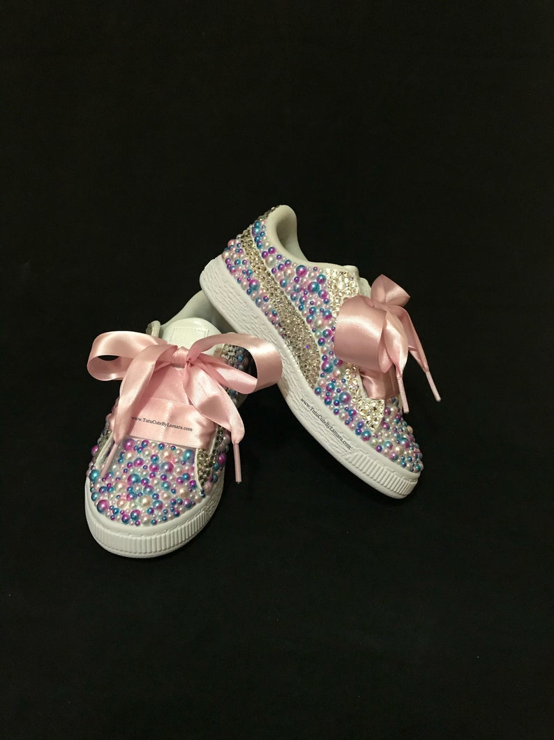 Custom Baby Kids High Top Pearl Chucks with Crystals