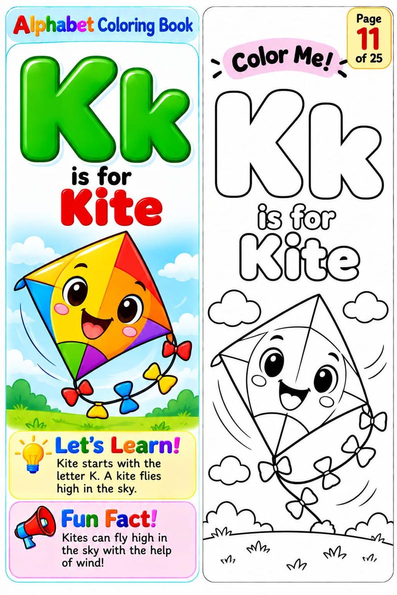 ABC Alphabet Coloring Book for Kids | A-Z Learning Activity (digital ...