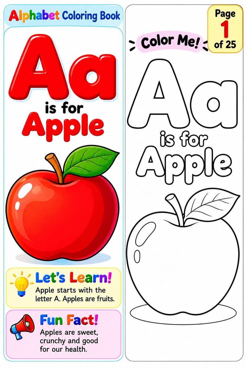 ABC Alphabet Coloring Book for Kids | A-Z Learning Activity (digital ...