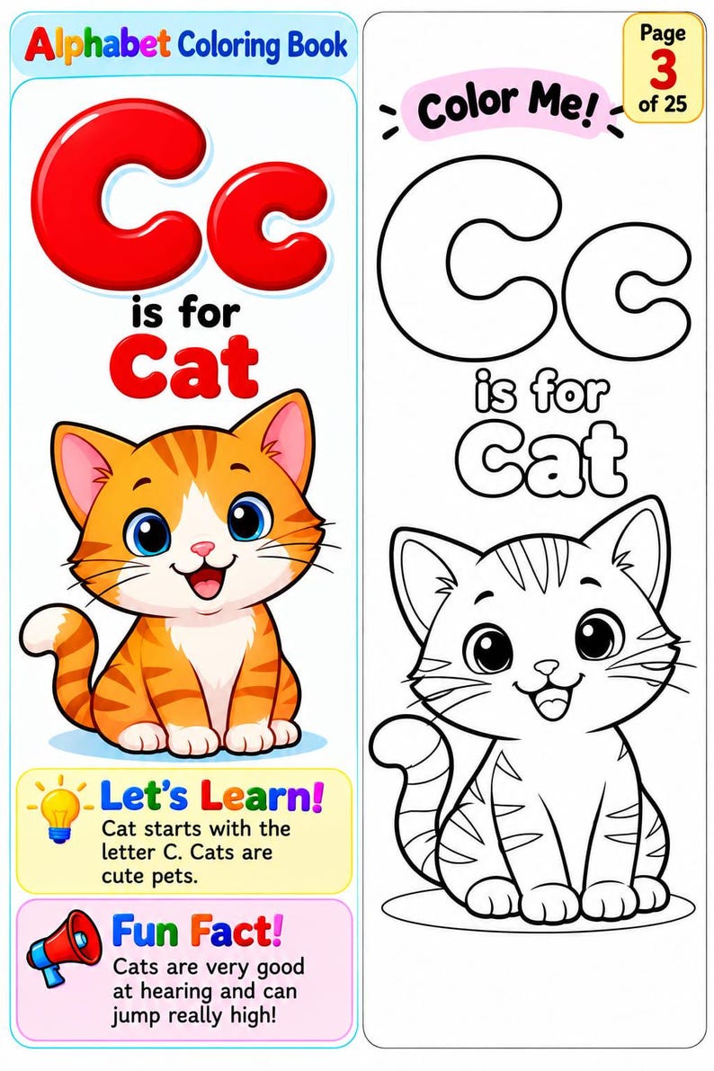 ABC Alphabet Coloring Book for Kids | A-Z Learning Activity (digital ...
