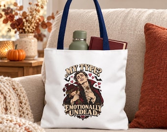 Emotionally Undead Vampire Tote Bag, Gothic Romantic Halloween Gift