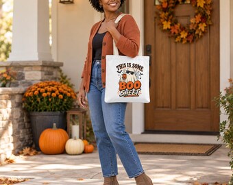Funny Ghost Tote Bag, Sassy Sunglasses Halloween Humor (13-18 Inch)