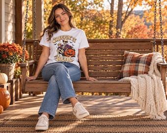Funny Skeleton Pumpkin Halloween T-Shirt, Spooky Season Graphic Tee