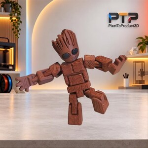 Articulated Baby Groot Figure – Cute Tree Hero Inspired Flexi Character | 3D Printed Poseable Collectible