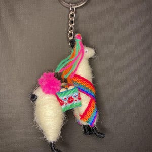 Peruvian Llama Keychain | Handmade Wool Llama Charm | Andean Animal Gift