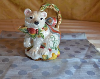Vintage Classics Enchanted Holiday Ceramic Polar Bear Creamer by Fitz and Floyd