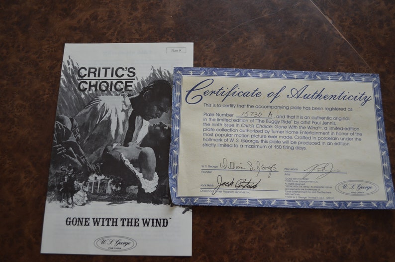 Critics Choice: Gone With the Wind Series Collectible Plate The Buggy Ride by Paul Jennis 1992 Limited Edition