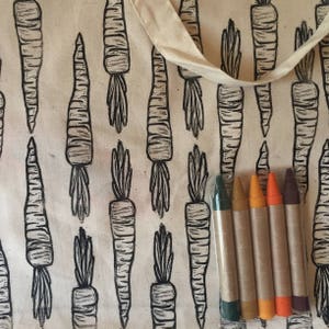 Carrot: Color Your Own Market Tote Kit with 5 Handmade Eco-friendly Soy & Beeswax Crayons image 2