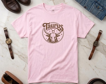Taurus Zodiac Bull T-Shirt, Astrology Graphic Tee, Gift for horoscope fan,  April May birthday gifts