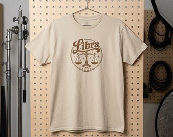 Libra Zodiac Scales T-Shirt, Astrology Graphic Tee, Gift for horoscope fan,  September October birthday gifts