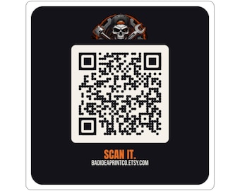 Autocollant QR Bad Idea Print Co, autocollant logo crâne, autocollant boîte à outils, autocollant ordinateur portable, autocollant de marque mécanicien