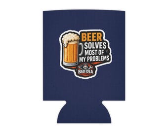 Refroidisseur de canette « La bière résout la plupart de mes problèmes » | Design de chope à bière, Koozie