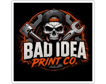Autocollant clé à molette tête de mort Bad Idea Print Co | Autocollant en vinyle prédécoupé