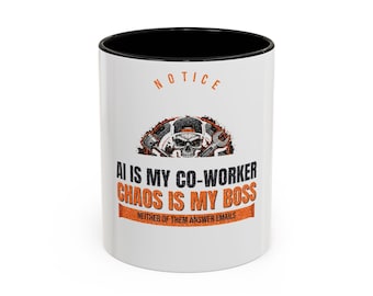 Mug humoristique « Collègue IA chaotique », cadeau tech, cadeau pour programmeur (325 ml ou 445 ml)