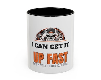 Mug humoristique de mécanicien, cadeau blague sur les ponts élévateurs, humour d'atelier automobile (325 ml ou 445 ml)