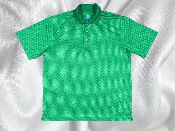 Vintage Deep Green PGA Tour Geometric Golf Polo S… - image 1