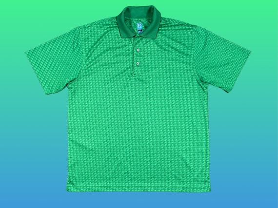 Vintage Deep Green PGA Tour Geometric Golf Polo S… - image 2