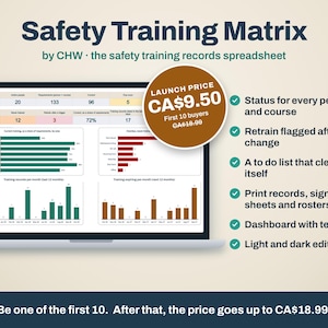 Safety Training Matrix Spreadsheet: OSHA Training Tracker, Retraining Log (Excel/Google Sheets)