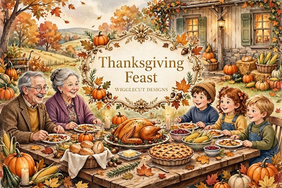 Thanksgiving Feast & Gratitude Children's Coloring Pages Pack (25 Printable)